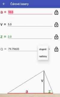 Application on portable telephone or digitizer for calculation of laser radiating angle (for CAM/=android)